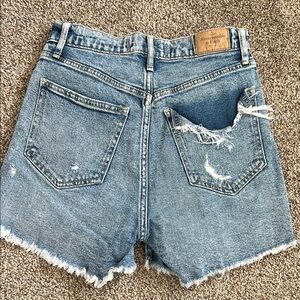 Abercrombie & Fitch Blue Distressed Women's Shorts high rise curve love